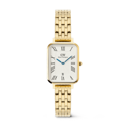 Quadro  Roman Numerals Date 5-link Gold